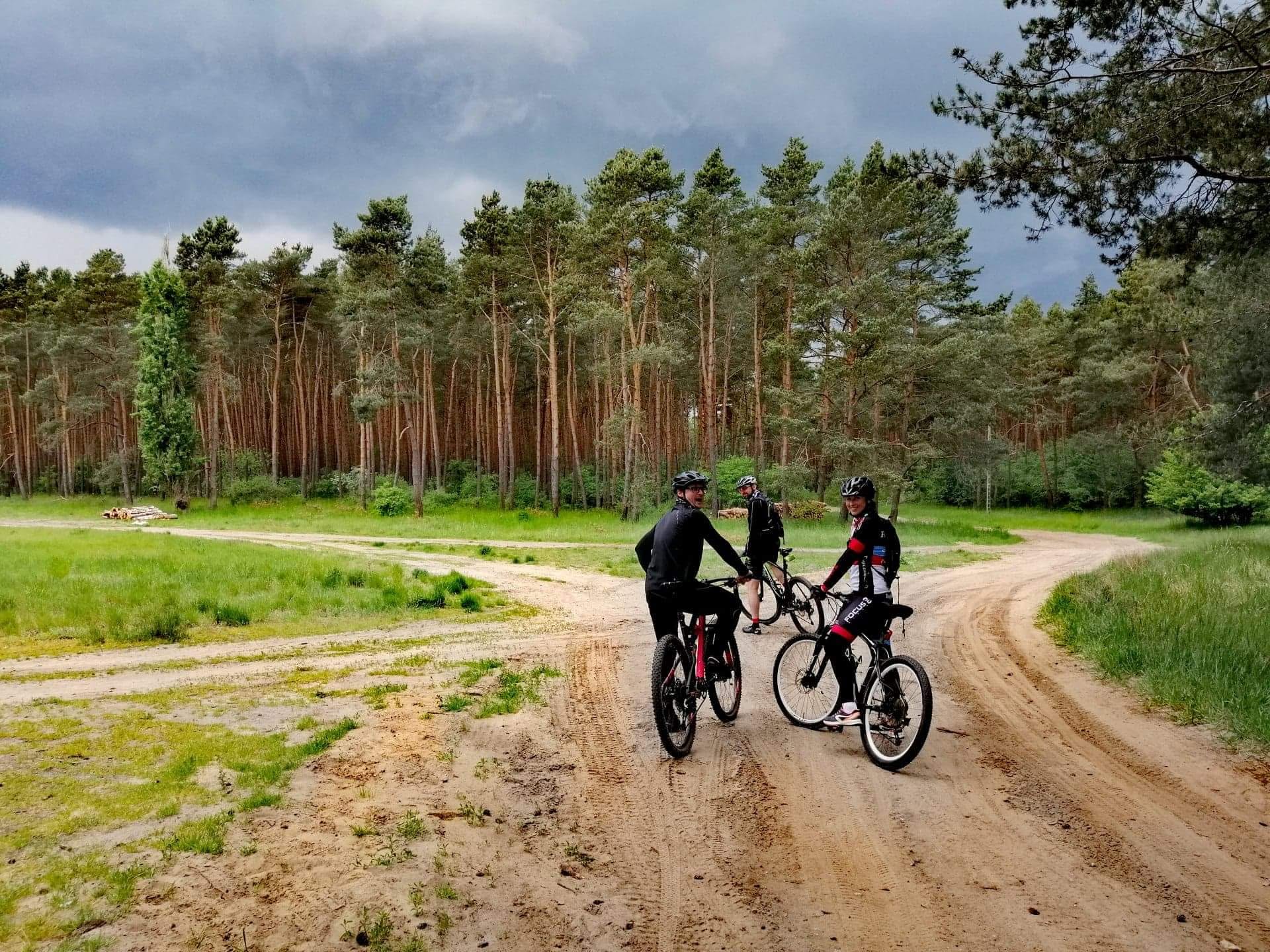 Rowerzyści na leśnej trasie